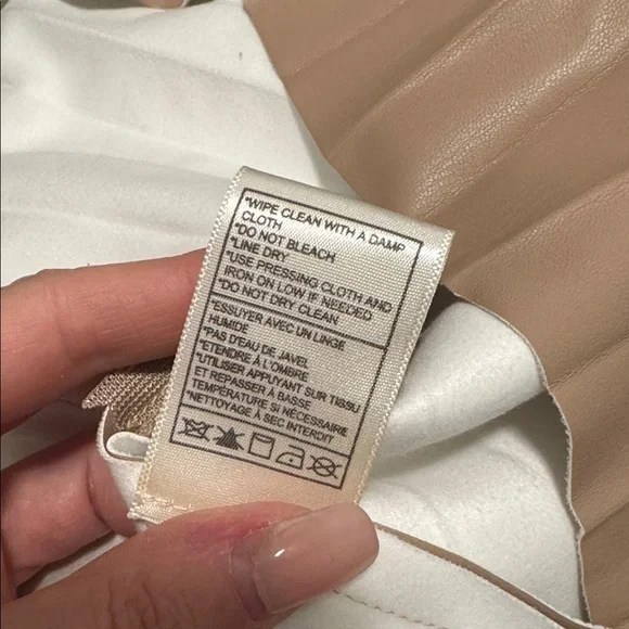 Tan Leather Pleated Skirt - Picture 11 of 11